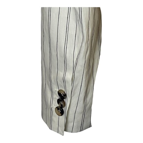 Zara Ivory And Black Pin Stripe Long Sleeve Cropped Twist Front Blazer Size‎ XS - Picture 5 of 13